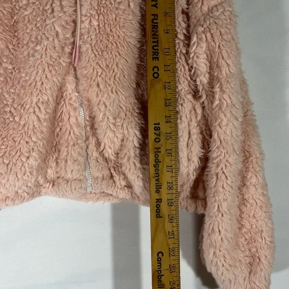 BDG URBAN OUTFITTERS‎ TEDDY FAUX FUR CROP HOODIE JACKET M PINK PREOWNED - Picture 12 of 12
